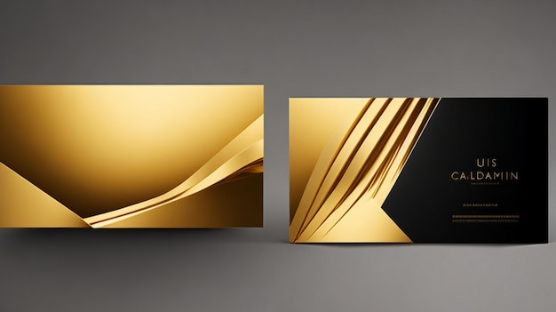 Gradiënt gouden luxe horizontale visitekaart sjabloon