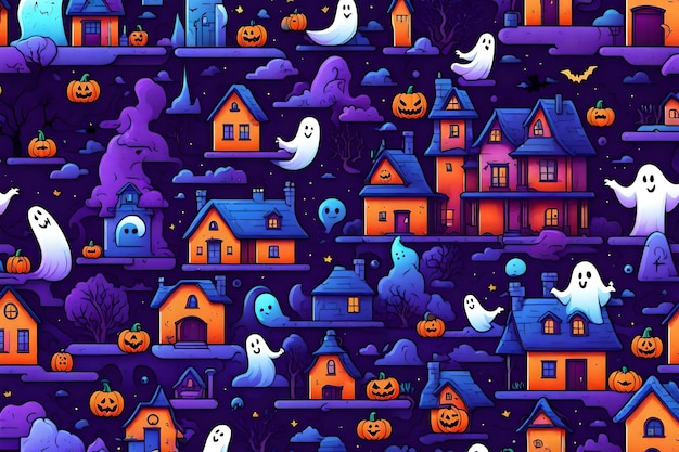 Gradient halloween house and ghost icons