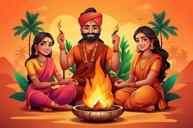 Gradient happy bhogi illustration