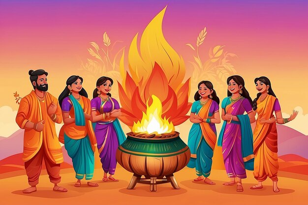 Gradient happy bhogi illustration