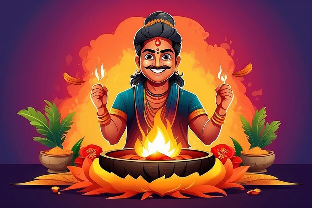 Gradient happy bhogi illustration