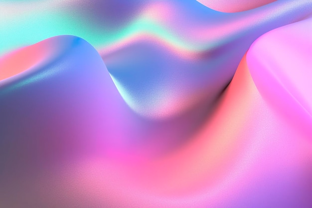 Gradient holographic Iridescent waves frosted glass soft textured gradient and isometric reflections AI Generative
