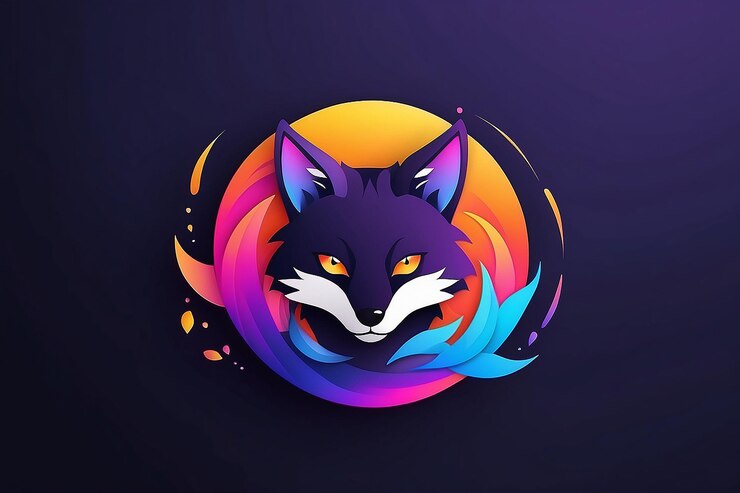 Photo gradient kitsune logo template