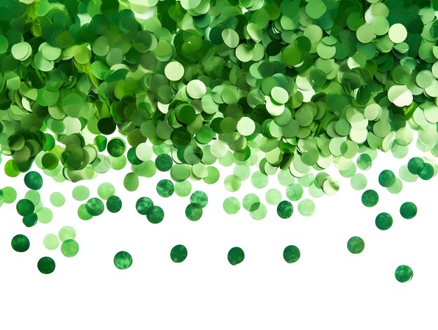 Gradient of light green round confetti evenly scattered and isolated on a white background