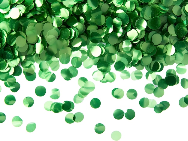 Gradient of light green round confetti evenly scattered and isolated on a white background