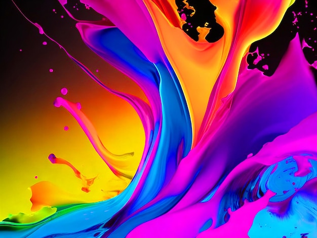 그라디언 네온 색상 스플래시 아트 스플래쉬 네온 색 모션 효과 최고의 품질의 벽지
