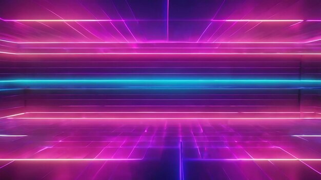 Gradient neon light square line glow design template blue purple