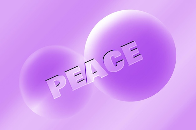 Gradient Pastel Purple 3D Various Size Spheres with the Word of PEACE