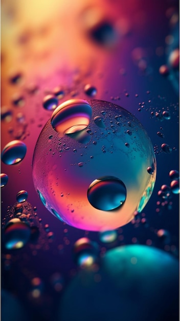 Photo gradient phone wallpaper oil bubble in water background