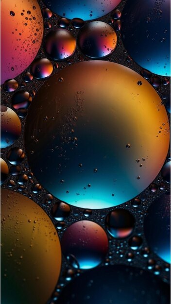 Photo gradient phone wallpaper oil bubble in water background