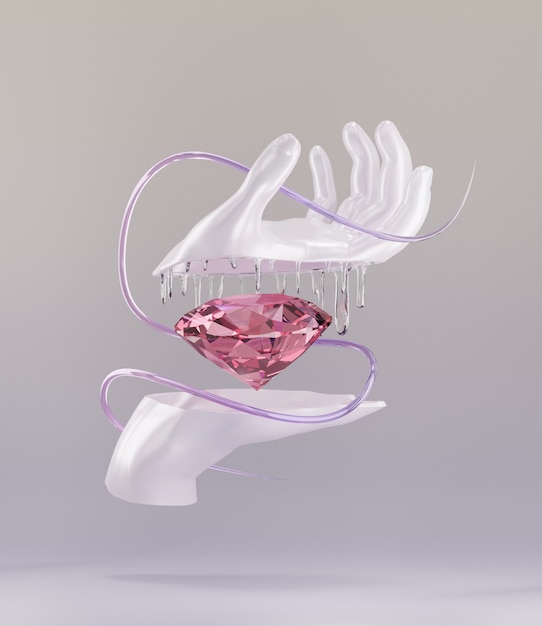 Gradient pink diamond with hand