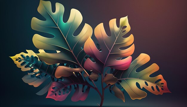 Photo gradient plant pattern design with subtle textures and shadows generative ai