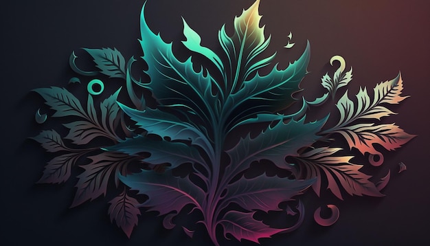 Gradient Plant Pattern Design with Subtle Textures and Shadows Generative Ai