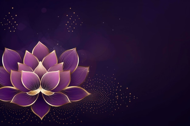 Photo gradient purple background with luxury subtle gold lined lotus pattern