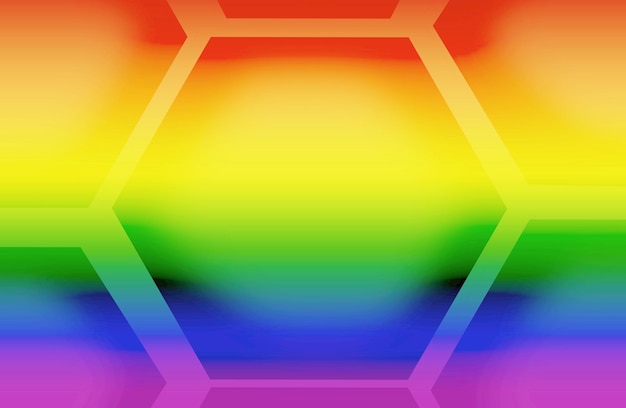 Gradient rainbow color hexagon shape pattern for abstract background