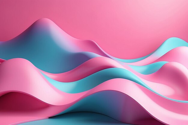 Gradiënt roze zachte achtergrond moderne stijl in pastelkleuren abstractie creatieve compositie vloeibare vormen tijdschrift stijl sjabloon kopieerruimte 3d rendering 3d illustratie