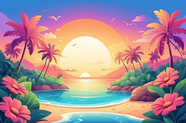 Gradient summer illustration