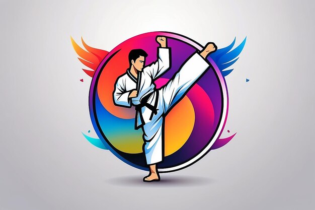 Photo gradient taekwondo logo design template