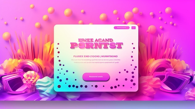 Gradient texture 90s party landing page template realistic