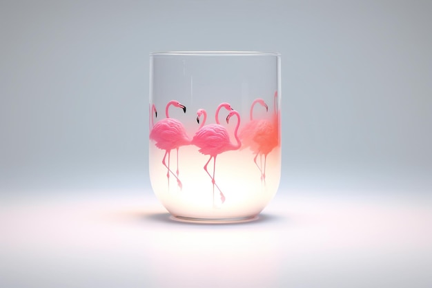 사진 다이터 램시 (dieter ramshigh) 의 가운 반투명한 플라밍고 유리 녹는 레이저 효과 스틱 디자인