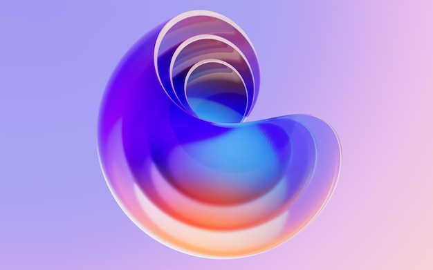 Gradiënt transparante curve glas 3D-rendering