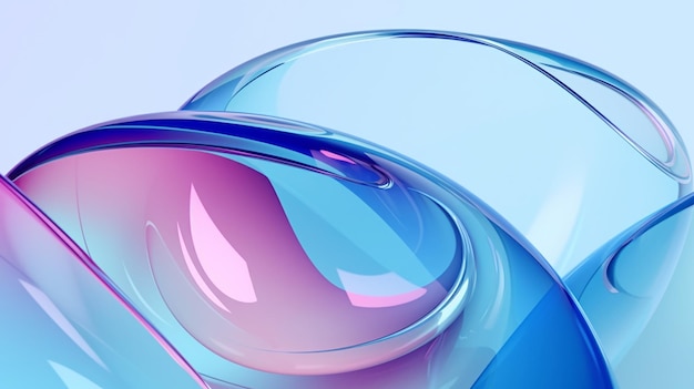 Gradient transparent curve glass 3d rendering