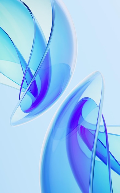 Gradient transparent curve glass 3d rendering