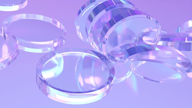 Gradient transparent geometric glass 3d rendering