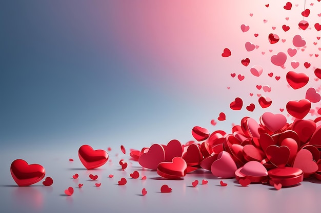 Gradient valentines day background with red hearts