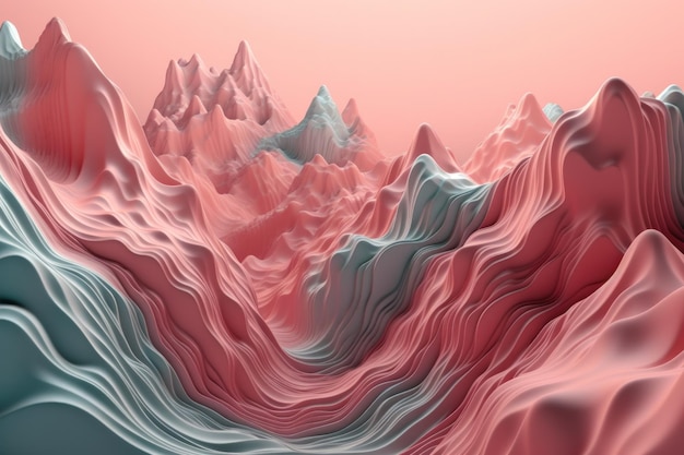그라데이션 왁스 산 파스텔 핑크 색상 추상 배경 그래픽 아트 생성 ai