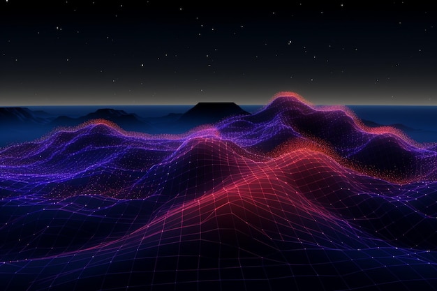 Photo gradient wireframe terrain