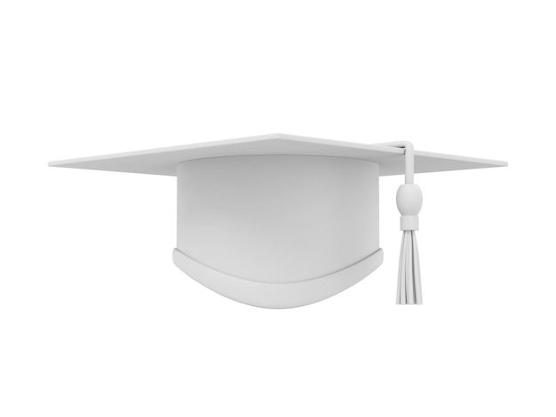 Graduate cap Mortar board for a student at a university school college 3D rendering Realistic white icon on white background