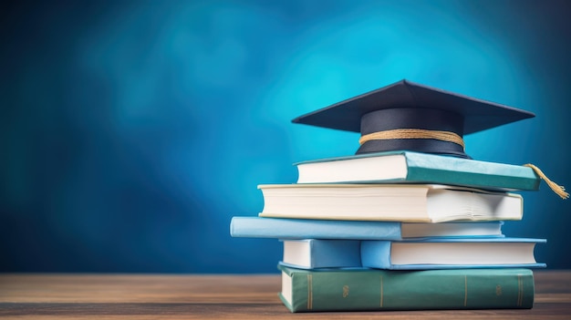 Photo graduate cap on stack book