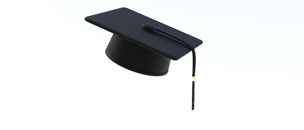 Graduate college high school or university cap isolated on white background 3d illustration