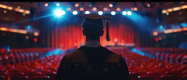 Foto graduato da dietro concentrato sul cappuccio