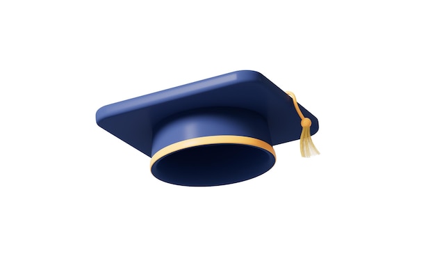 Photo graduate high school college or university cap isolated on the white background 3d rendering digital drawing