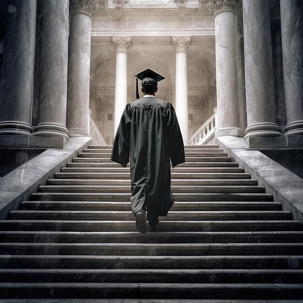 Photo a graduate man with black cap