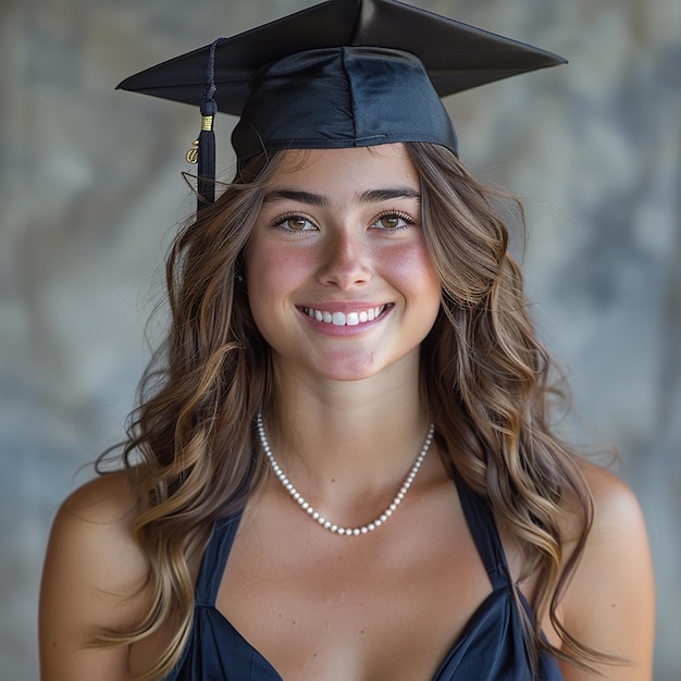 Foto ragazza laureata con il cappuccio di laurea