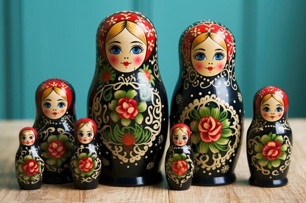 Graduated set of nesting russian dolls