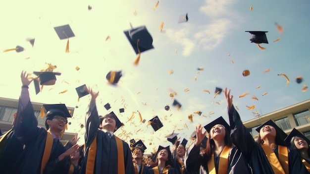 Graduated student throw cap in the air