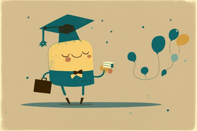 Photo graduates with diplomas a guy graduated from university in cartoon style ai generation