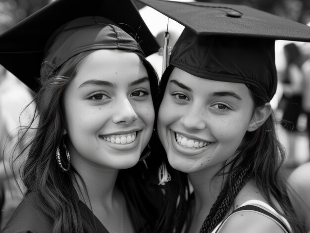 Photo graduating girls posing together