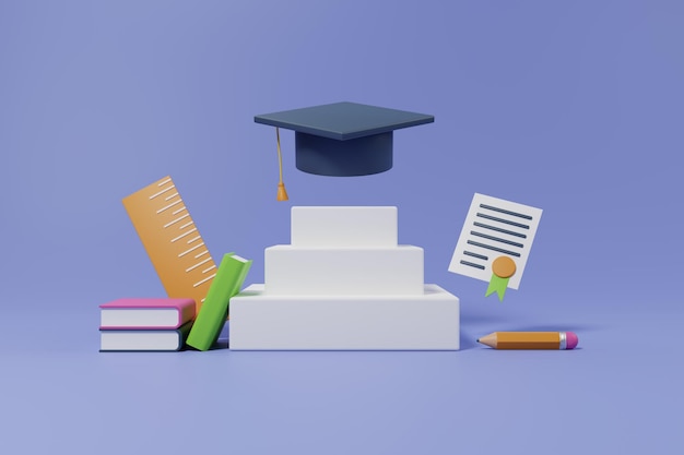 Graduation 3D illustration