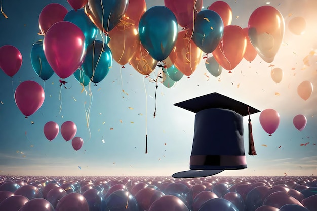 Graduation backgrounds celebrations universities graduation ceremony balloons and joy confetti