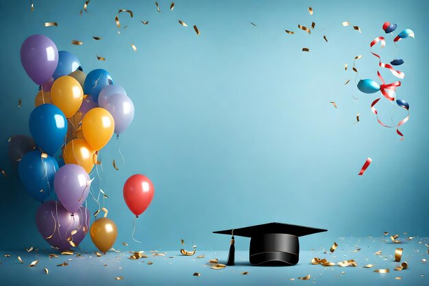 Photo graduation backgrounds celebrations universities graduation ceremony balloons and joy confetti