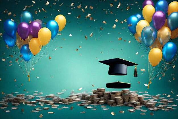 Graduation backgrounds celebrations universities graduation ceremony balloons and joy confetti