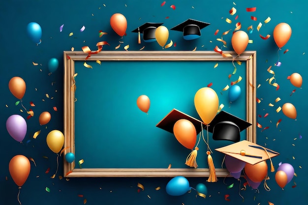 Photo graduation backgrounds celebrations universities graduation ceremony balloons and joy confetti