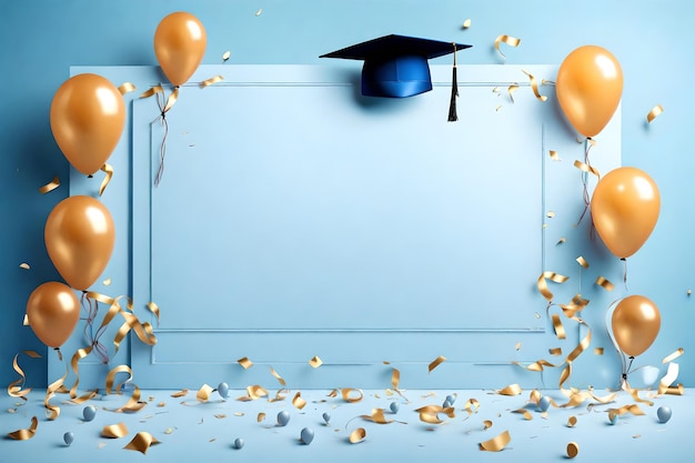 Выпускные фоны празднования университеты церемония выпуска воздушные шары и радость конфеты
