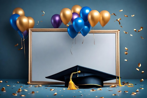 Photo graduation backgrounds celebrations universities graduation ceremony balloons and joy confetti