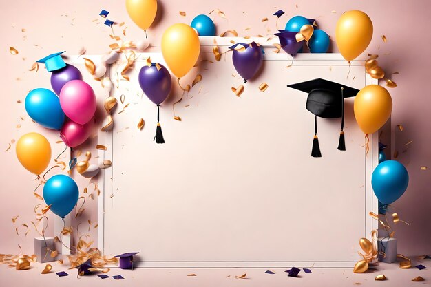 Photo graduation backgrounds celebrations universities graduation ceremony balloons and joy confetti